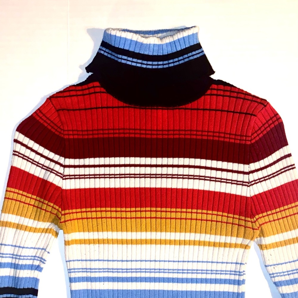 Forever 21 multi-colored striped ribbed turtle-neck